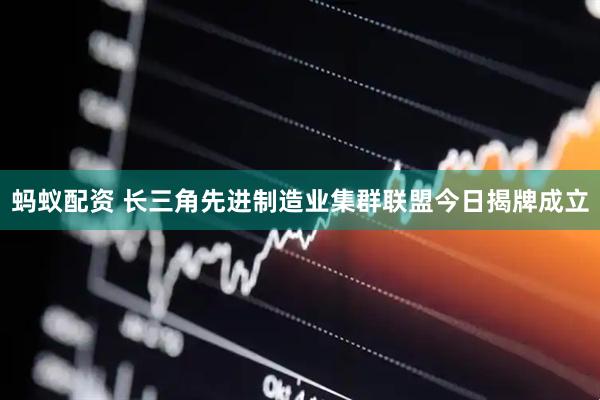 蚂蚁配资 长三角先进制造业集群联盟今日揭牌成立