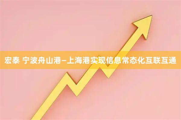 宏泰 宁波舟山港—上海港实现信息常态化互联互通